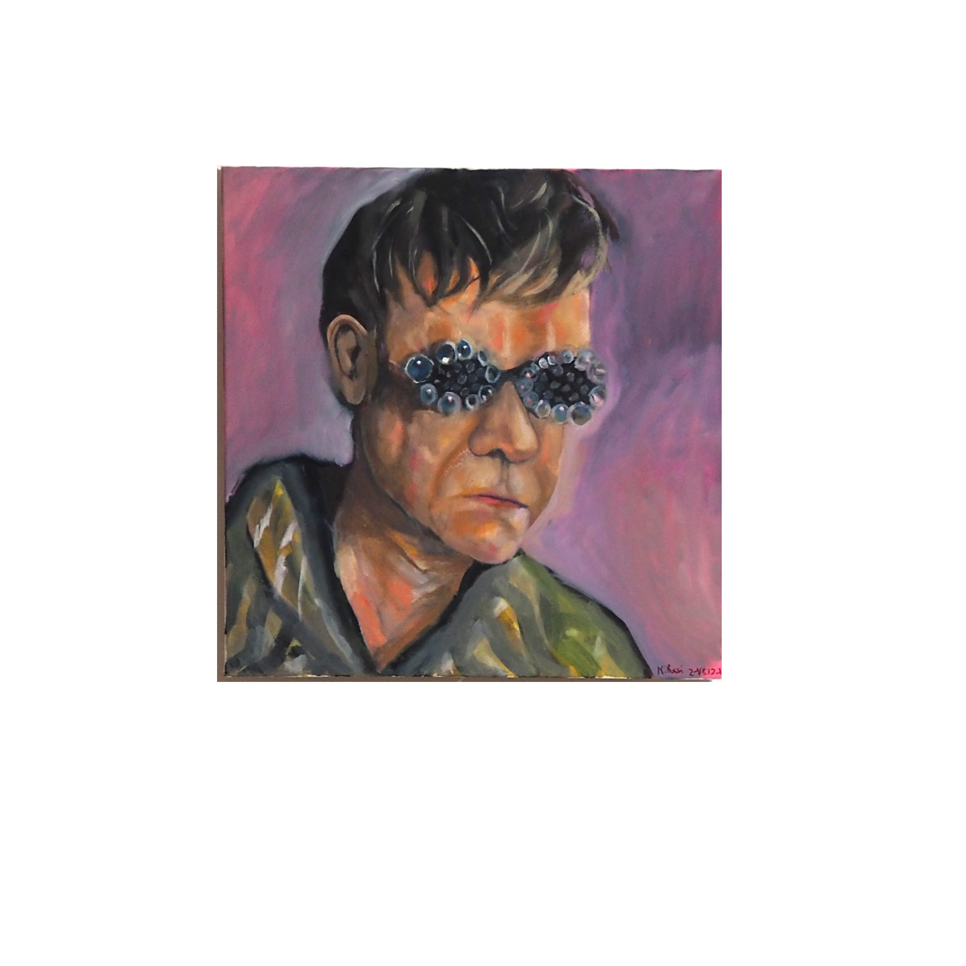Painting 'Elton' by Artist Nikita Russi, representing Elton John in the good old times
